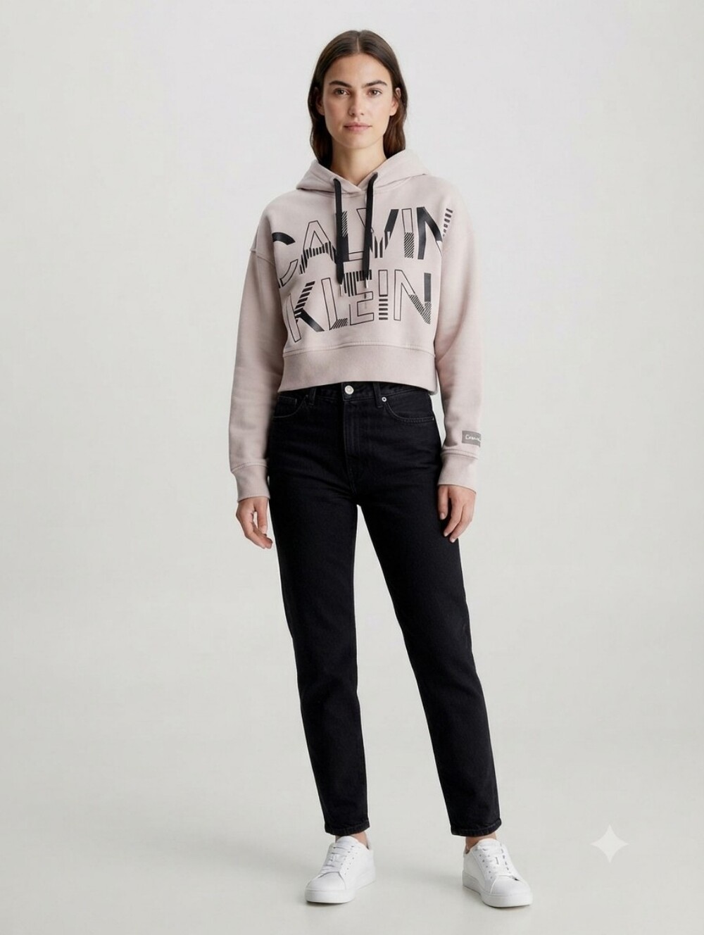 Calvin Klein Pale Blush Cropped Logo Hoodie